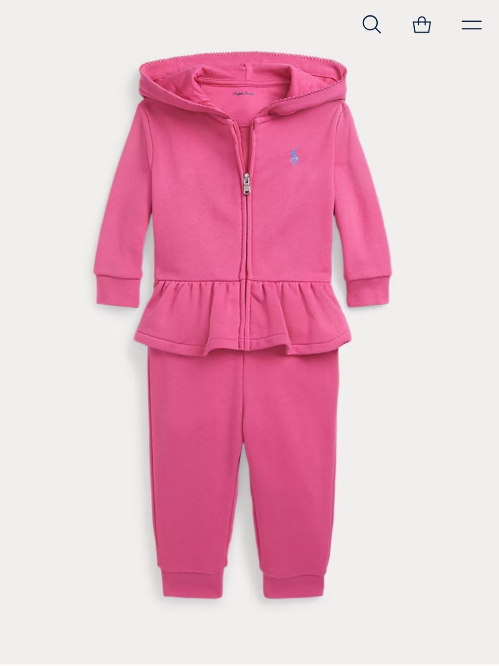 NWT Polo Ralph Lauren baby ruffled Terry full zip Hooded and Jogger Set